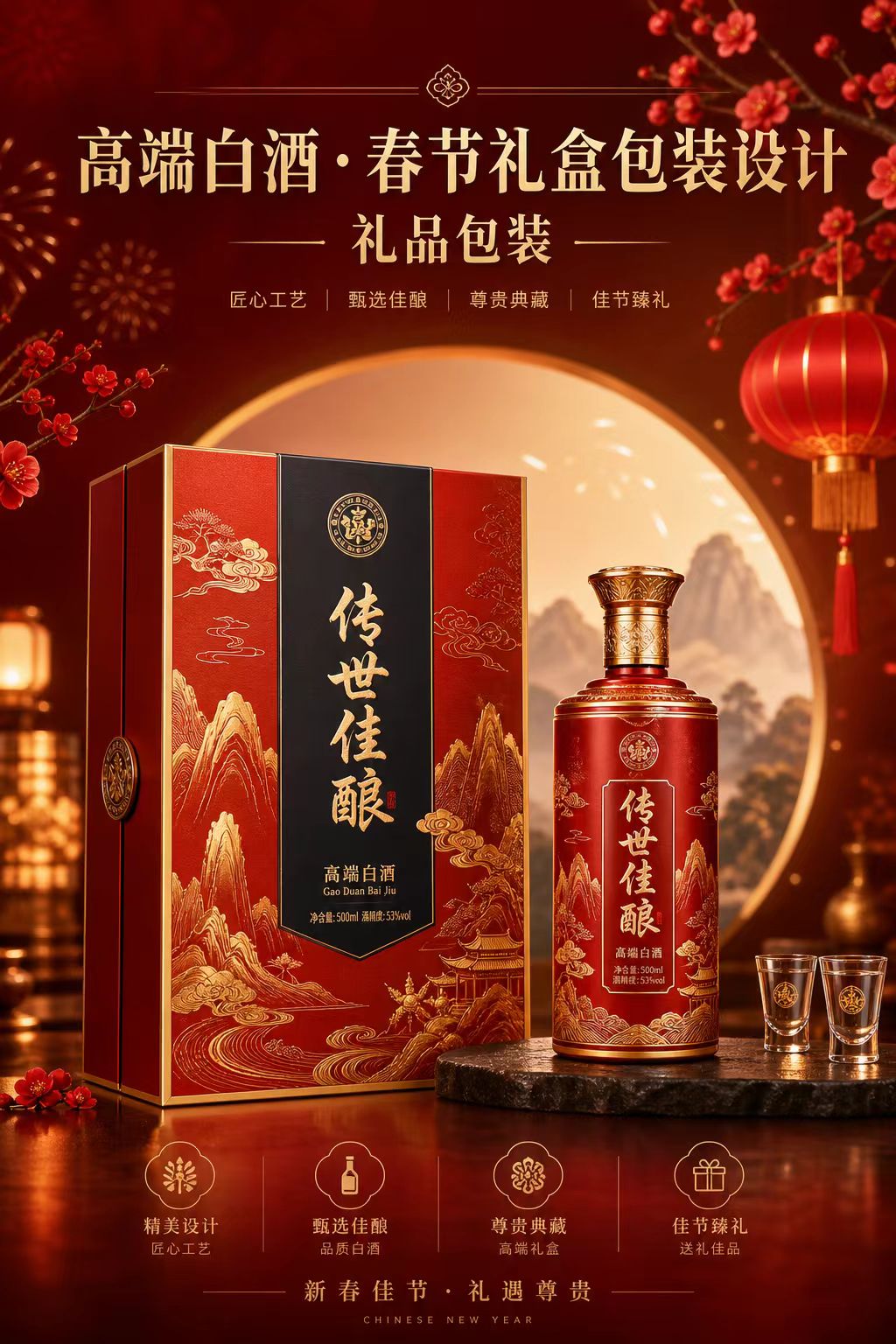 高端白酒 · 春节礼盒包装设计
